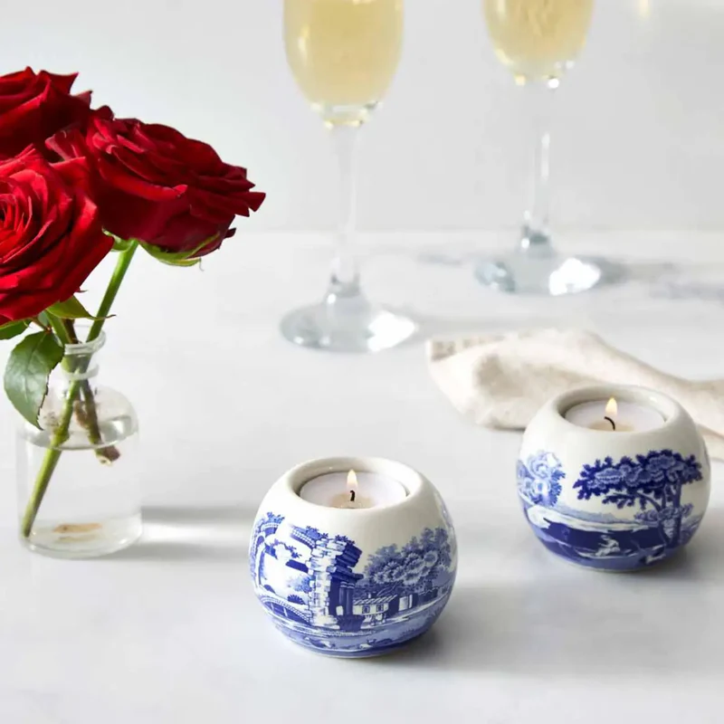 Spode Blue Italıan 6 Cm - 2Lı  Mumluk Setı