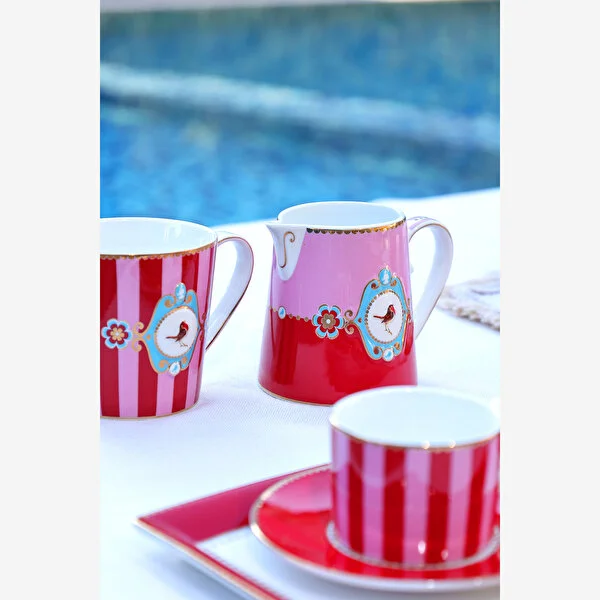 KIRMIZI/PEMBE ÇİZGİLİ MUG