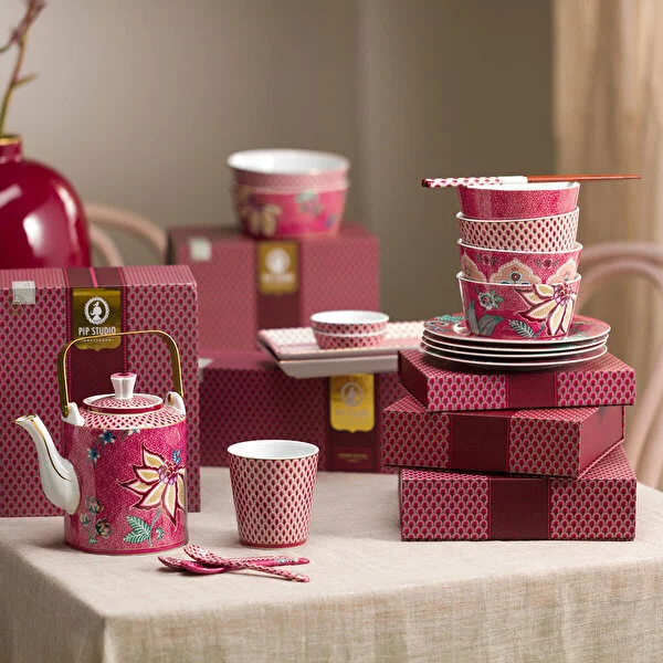 Giftset Bowls Oriental Flower Festival Dark Pink 12cm