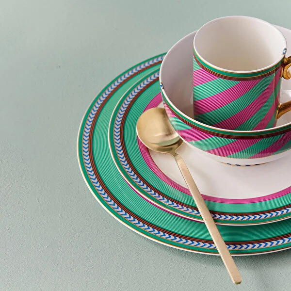 Mug Large with Ear Chique Stripes Pink-Green 350ml
