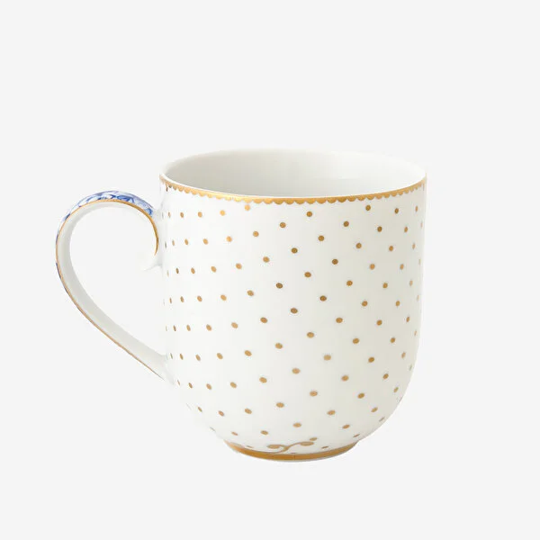 Royal Küçük Mug Beyaz Altın Puantiyeli