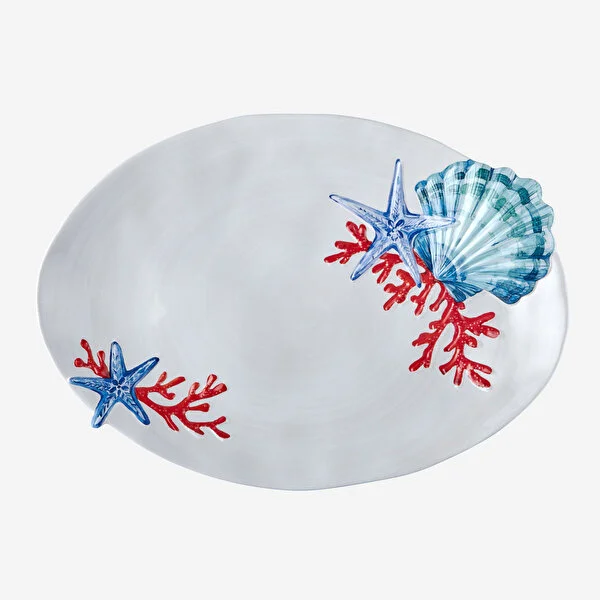 Mercan Beyaz Oval Servis Tabağı 43 cm