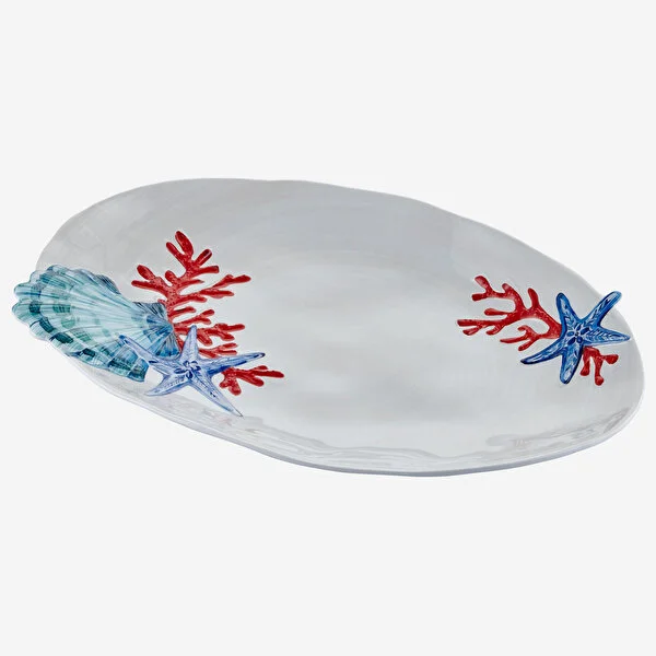 Mercan Beyaz Oval Servis Tabağı 43 cm