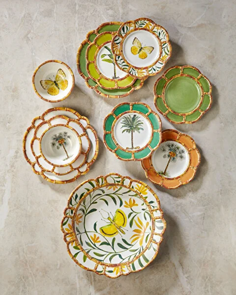 Bambu Yeşil / Beyaz Tabak 23 cm