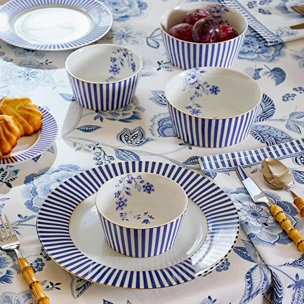 Royal Çizgili Mavi Tabak 21 cm 