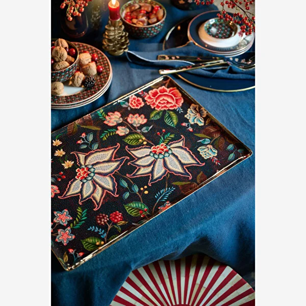 Berry Blues Metal Lacivert Tepsi 48x32cm