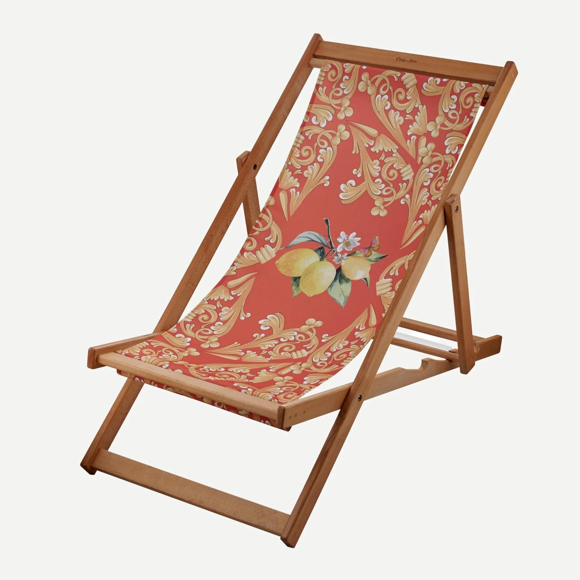 CAPRI ŞEZLONG KIRMIZI LİMON DESENLİ 