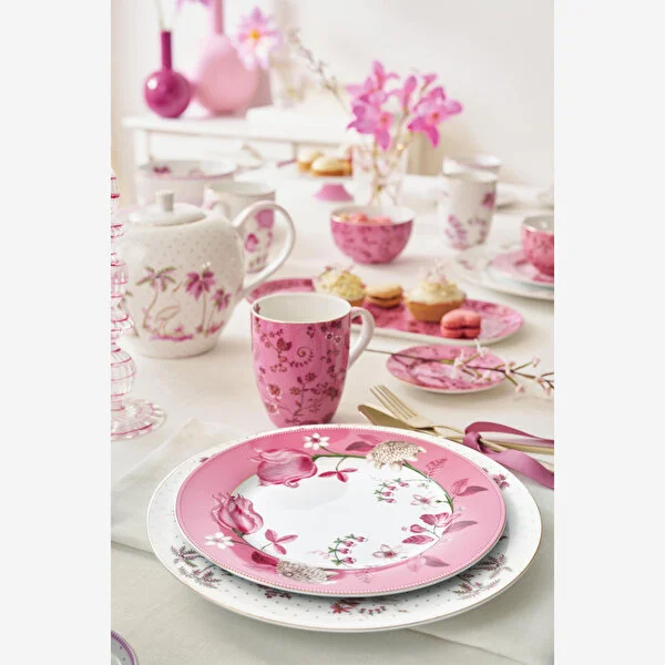 Jolie İkili Pembe Çiçekli Küçük Mug Seti 145 ml. 
