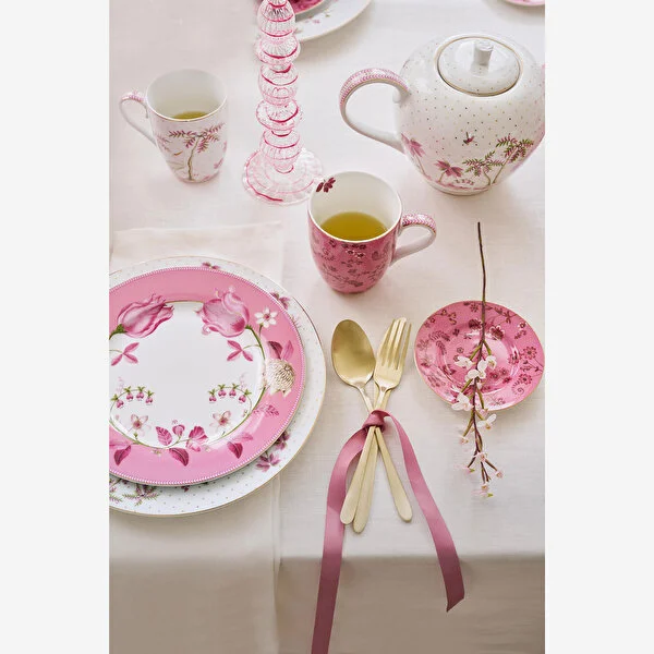 Jolie İkili Pembe Çiçekli Küçük Mug Seti 145 ml. 