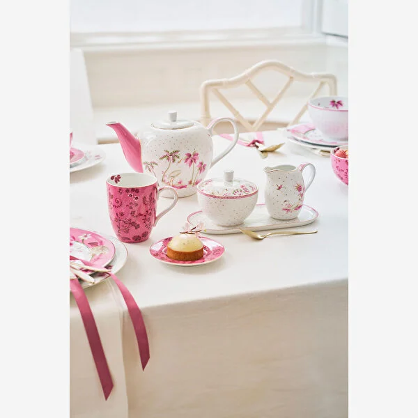 Jolie İkili Pembe Çiçekli Küçük Mug Seti 145 ml. 