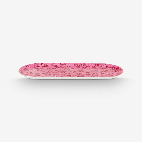 Jolie Pembe Oval Kek Servis Tabağı 33 cm 