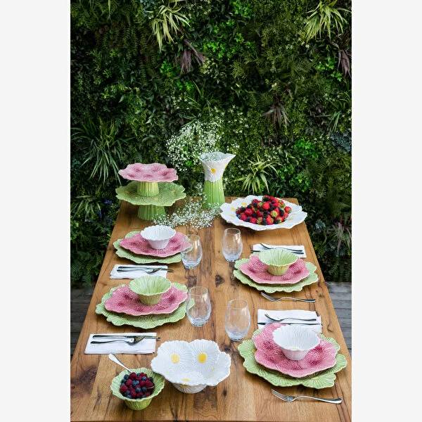 Maria Flor Çiçekli Yeşil Kek Standı 37 cm 