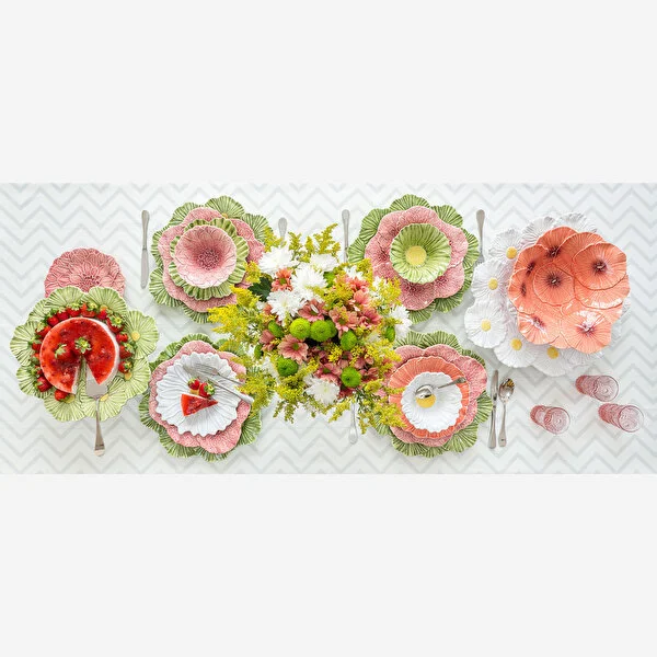 Maria Flor Çiçekli Pembe Tabak 28 cm