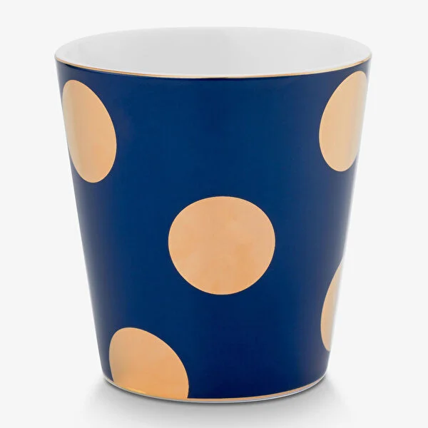 Dot Delight  Altın / Lacivert Kulpsuz  Mug & Çay Tabağı Seti 290 ml    8721009944318