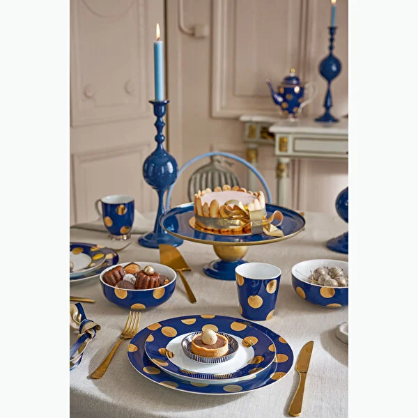 Dot Delight  İkili Altın / Lacivert Kase 15 cm   8721009944257