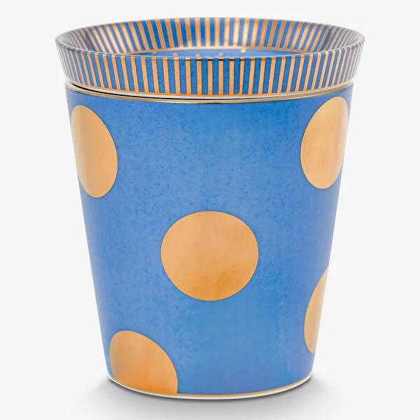 Dot Delight  Altın / Mavi Kulpsuz  Mug & Çay Tabağı Seti 290 ml    8721009944158
