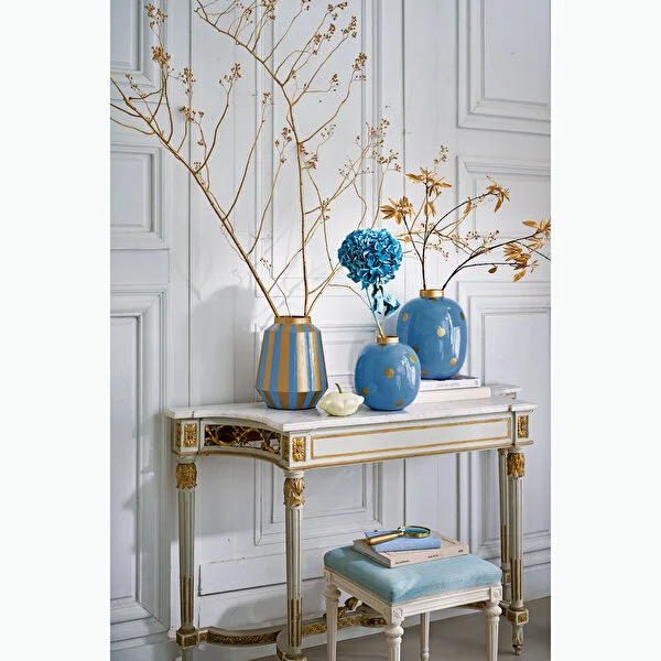 Dot Delight  Metal Altın / Mavi Vazo 23 cm   8721009942321