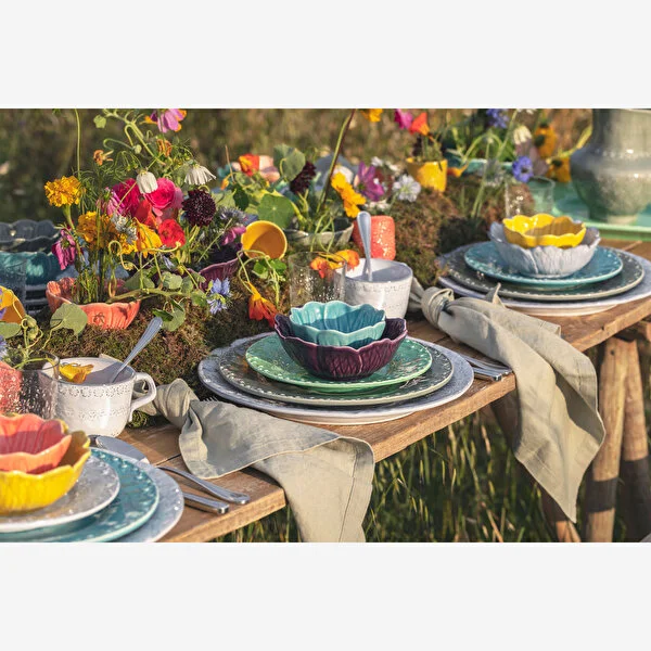 Flora Çiçek Formlu Yeşil Kase 17 cm 