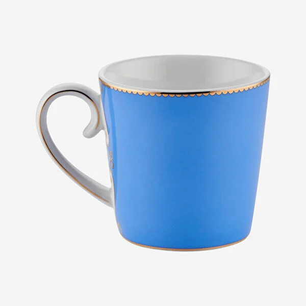 Love Birds Mavi Madalyon Desenli Mug 250 ml