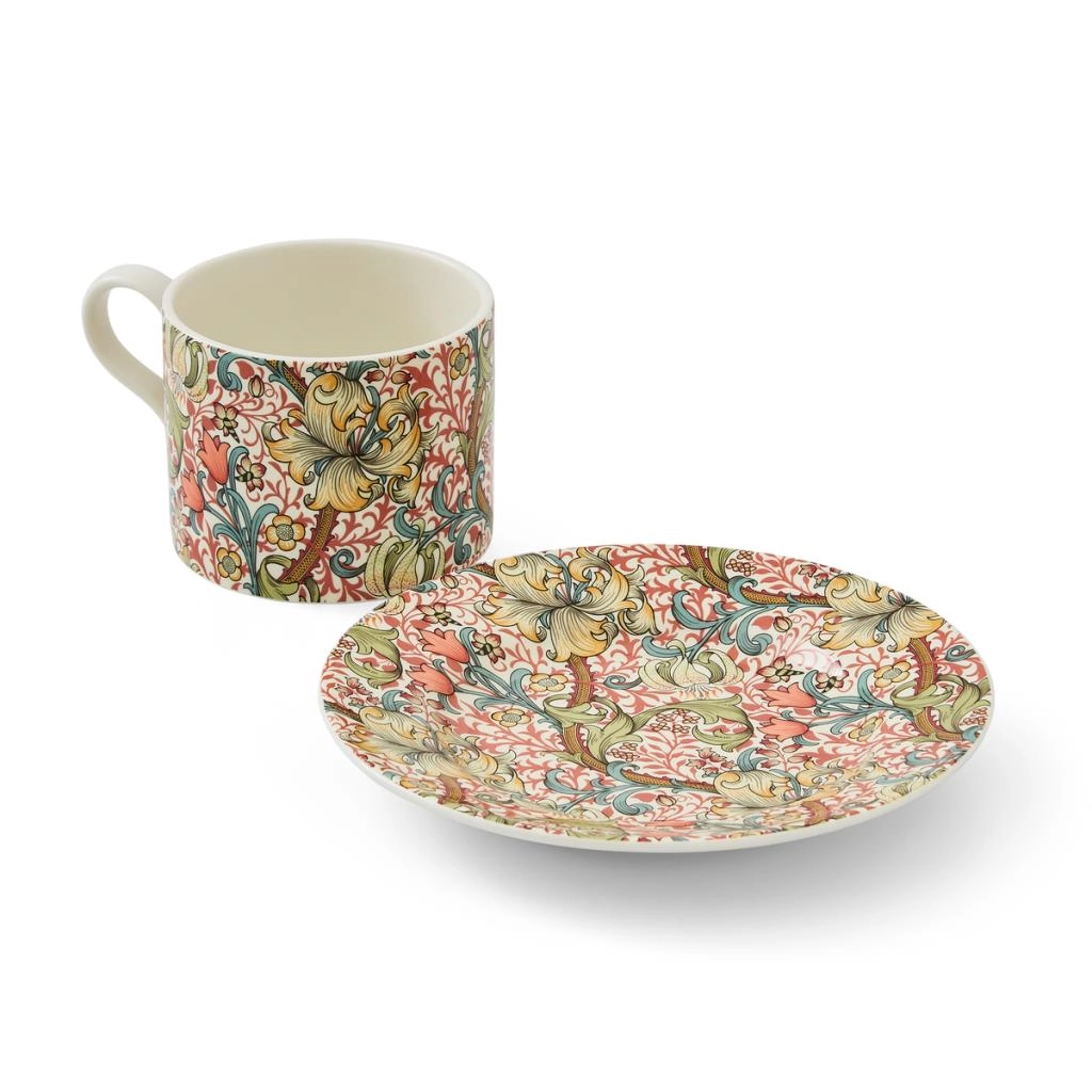 Spode Morrıs & Co 7.3 Cm Golden Lıly Cay Fıncan Ve Tabagı